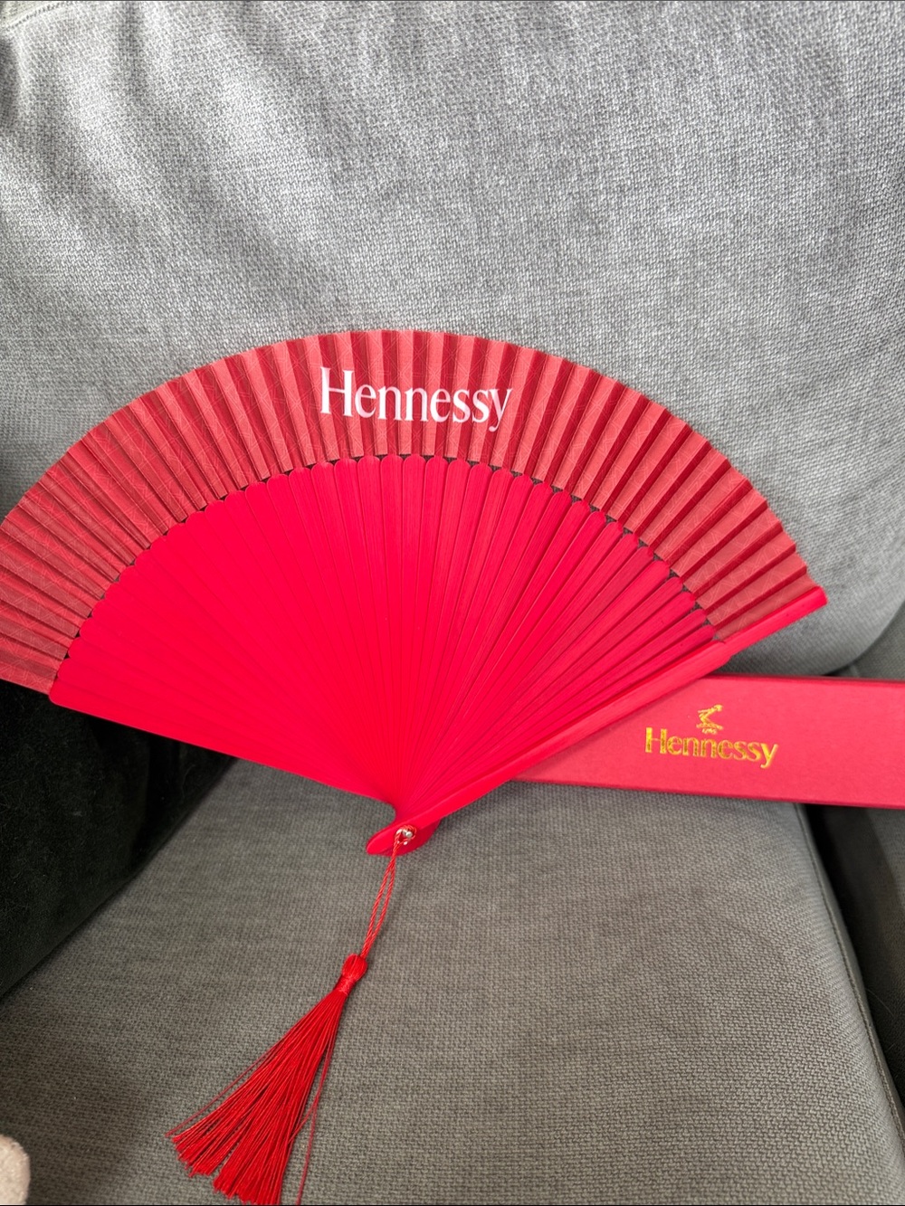 Hennessy Lunar New Year Foldable Red Fan In Giftbox New In Original Packaging